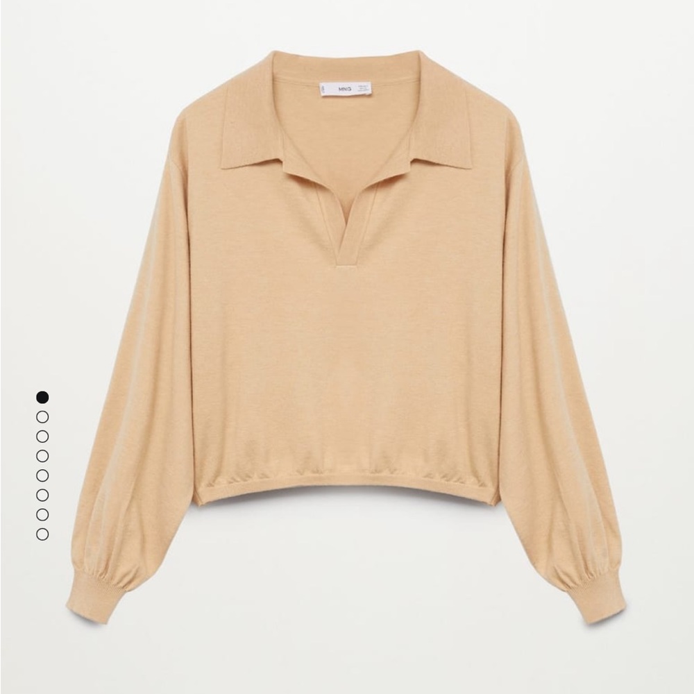 MANGO Polo Style Cropped Sweater NWOT
